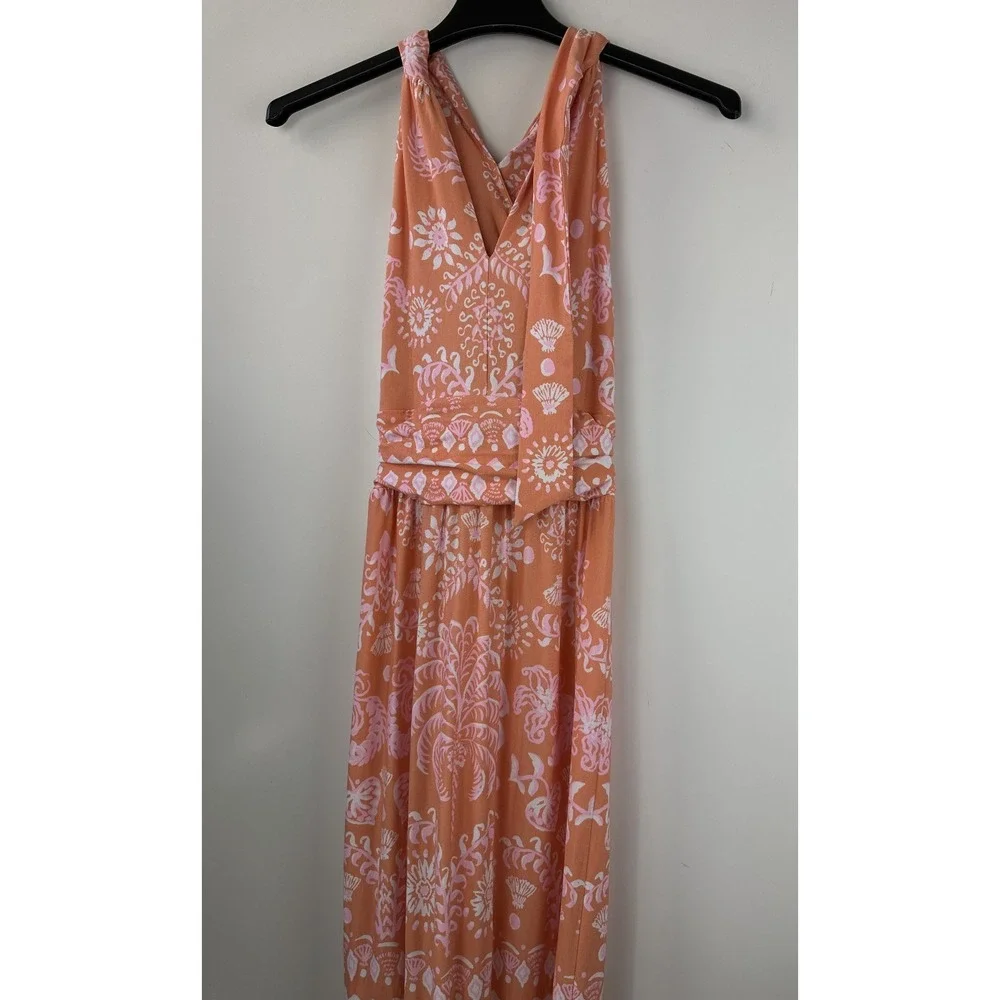 Lilly Pulitzer Montecito Mixed Print Cross Neck Maxi Halter Dress EUC Size XS - Picture 10 of 16